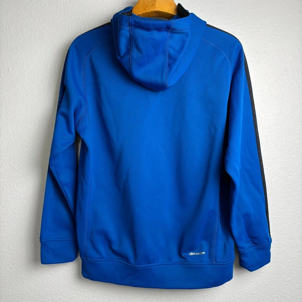 Adidas Climawarm‎ Hoodie Men's Medium Royal Blue Black 3 Stripe Pullover